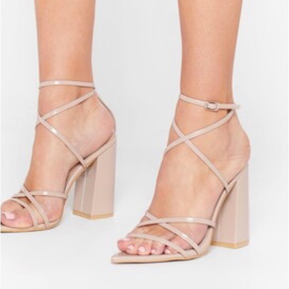 Nasty Gal Womens Pointed Strappy Block Heels - Picture 1 of 5